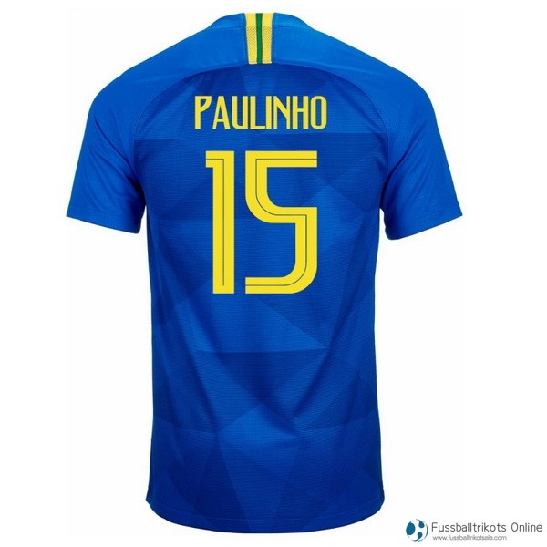 Brasilien Trikot Auswarts Paulinho 2018 Blau Fussballtrikots Günstig